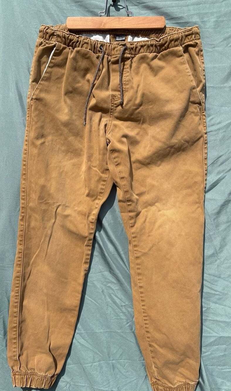Free World Men's Brown Elastic Waist Drawstring Cuffed Jogger Pants Size M